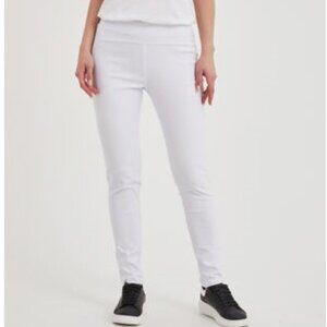Tirelli New Women's Pants White Size 12 Stretch Waist Straight Taper